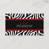 Extravaganter Zebra-Druck Visitenkarte (Rückseite)