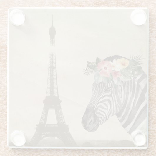 Extravaganter Zebra- und Eiffelturm Glasuntersetzer (Rückseite)
