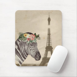 Extravaganter Zebra- und Eiffelturm Mousepad