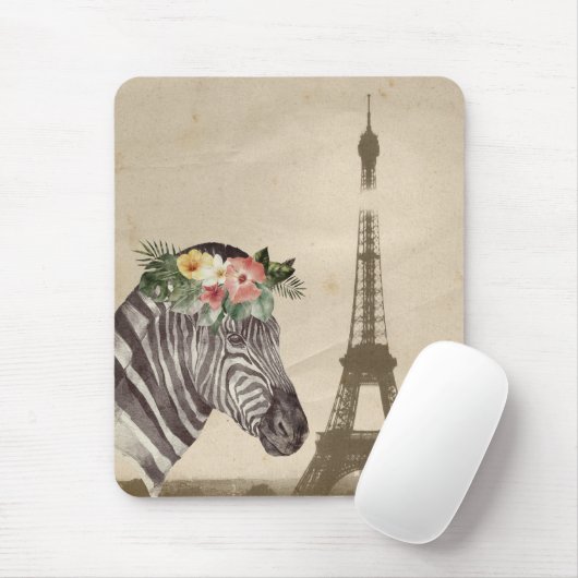 Extravaganter Zebra- und Eiffelturm Mousepad (Mit Mouse)