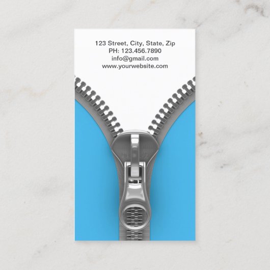 Extravaganter Zipper Eleganter Modedesigner Modern Visitenkarte (Rückseite)