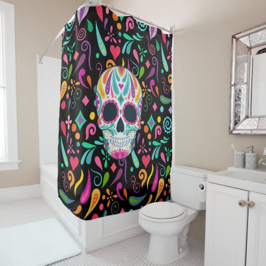 Extravaganter Zuckerschädel Duschvorhang (Beispiel)