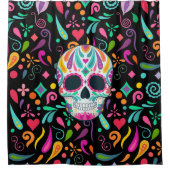 Extravaganter Zuckerschädel Duschvorhang (Vorderseite)