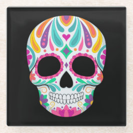 Extravaganter Zuckerschädel Glasuntersetzer