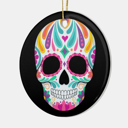 Extravaganter Zuckerschädel Keramik Ornament (Links)