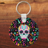 Extravaganter Zuckerschädel Schlüsselanhänger (Rückseite)