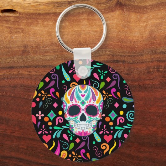 Extravaganter Zuckerschädel Schlüsselanhänger (Rückseite)