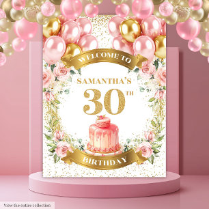 Extravagantes 30. Geburtstags-Blush-Gold-Geburtsta Wandteppich
