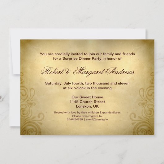 extravagantes 50. Hochzeitstag Einladung (Rückseite)