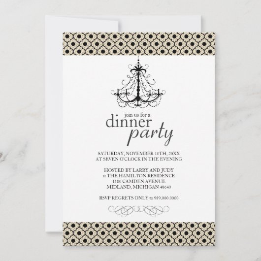 Extravagantes Abendessen Party Einladung (Vorderseite)