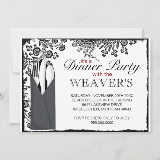 Extravagantes Abendessen Party Einladung (Vorderseite)