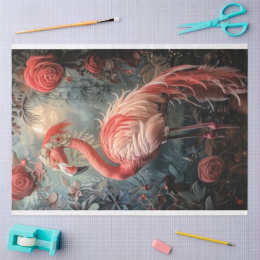 Extravagantes Adorned Flamingo Nouveau & Rose Seidenpapier (Basteln)