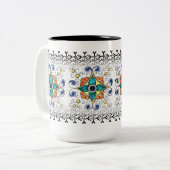Extravagantes Becher-Mosaik Zweifarbige Tasse (Vorderseite Links)