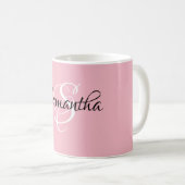 Extravagantes, benutzerdefiniertes rosa Farbmonogr Kaffeetasse (VorderseiteRechts)