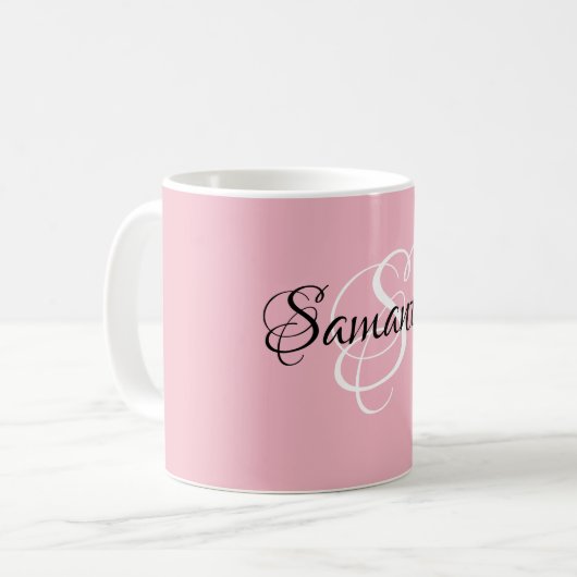 Extravagantes, benutzerdefiniertes rosa Farbmonogr Kaffeetasse (Vorderseite Links)