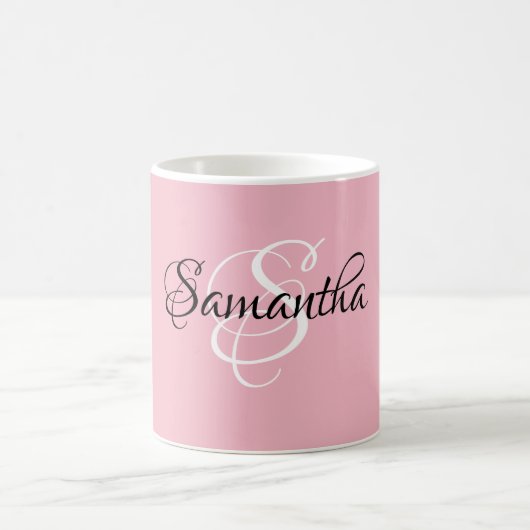 Extravagantes, benutzerdefiniertes rosa Farbmonogr Kaffeetasse (Mittel)