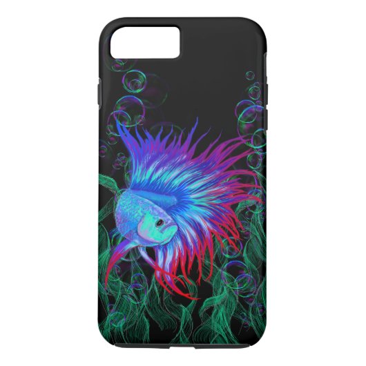 Extravagantes Betta Splendens blaues aquamarines Case-Mate iPhone Hülle (Rückseite)