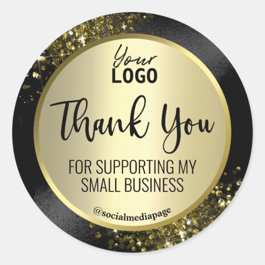 Extravagantes Black and Gold Dankeschön Logo Runder Aufkleber (Vorderseite)