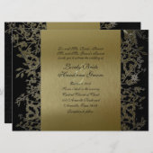 Extravagantes Black Gold Metallic Garden Hochzeit Einladung (Vorne/Hinten)