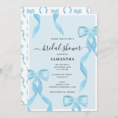 Extravagantes blaues Bow-Brautparty Einladung (Vorne/Hinten)