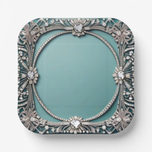 Extravagantes blaues Schmuckpapier Pappteller