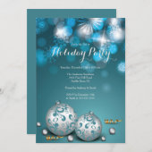 Extravagantes Blue Bokeh Lights - Einladung (Vorne/Hinten)