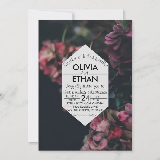 Extravagantes, blumengeschmücktes Foto Einladung H (Vorderseite)