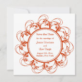 Extravagantes Blumenmuster Save the Date (orange) (Vorderseite)
