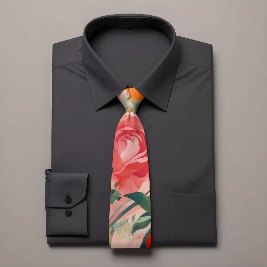 Extravagantes Blumenrosa und orangefarbene Krawatt Krawatte