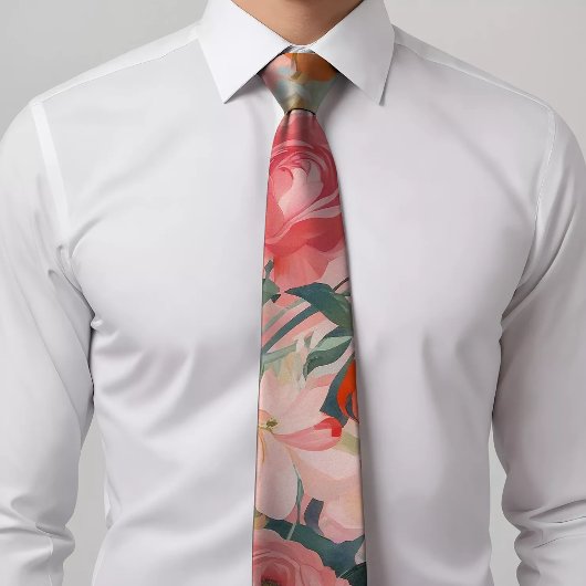 Extravagantes Blumenrosa und orangefarbene Krawatt Krawatte