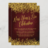 Extravagantes Burgund & Gold Silvester-Party Einladung (Vorne/Hinten)