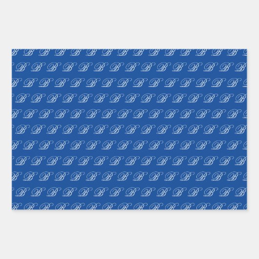 Extravagantes Calligraphisches Monogramm-Set Geschenkpapier Set (Vorderseite 3)