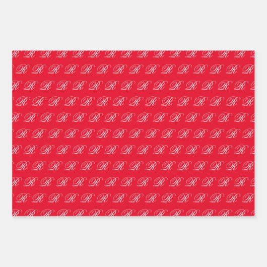 Extravagantes Calligraphisches Monogramm-Set Geschenkpapier Set (Vorderseite)