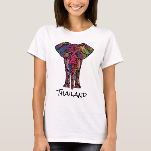Extravagantes Dekorativ Mandala Elephant Thailand T-Shirt (Vorderseite)