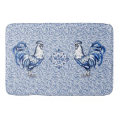 Extravagantes Delft-Blau-Weiß-Roster-Huhn Badematte (Vorderseite)