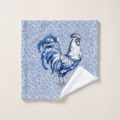 Extravagantes Delft-Blau-Weiß-Roster-Huhn Badhandtuch Set (Waschlappen)