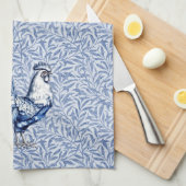 Extravagantes Delft-Blau-Weiß-Roster-Huhn Geschirrtuch (Viertel Falte)