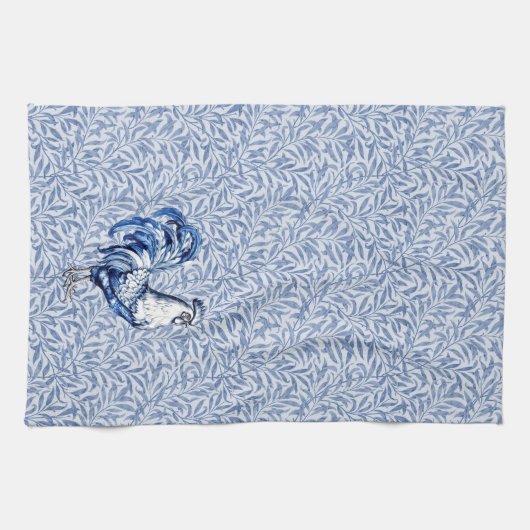 Extravagantes Delft-Blau-Weiß-Roster-Huhn Geschirrtuch (Horizontal)