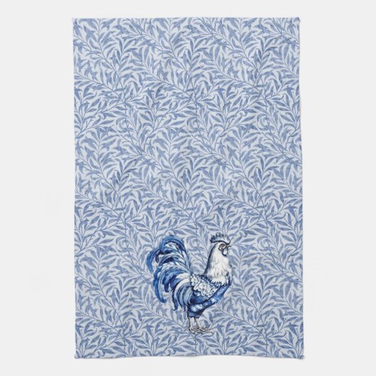 Extravagantes Delft-Blau-Weiß-Roster-Huhn Geschirrtuch (Vertikal)