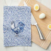 Extravagantes Delft-Blau-Weiß-Roster-Huhn Geschirrtuch (Viertel Falte)