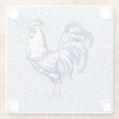 Extravagantes Delft-Blau-Weiß-Roster-Huhn Glasuntersetzer (Rückseite)