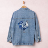 Extravagantes Delft-Blau-Weiß-Roster-Huhn Jeansjacke (Hangar)