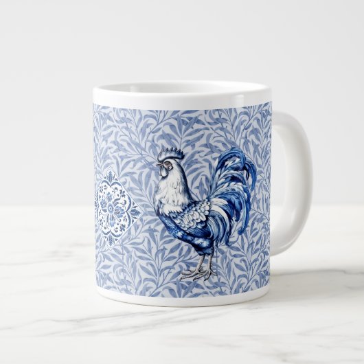Extravagantes Delft-Blau-Weiß-Roster-Huhn Jumbo-Tasse (Vorderseite Rechts)