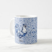 Extravagantes Delft-Blau-Weiß-Roster-Huhn Kaffeetasse (Vorderseite Links)