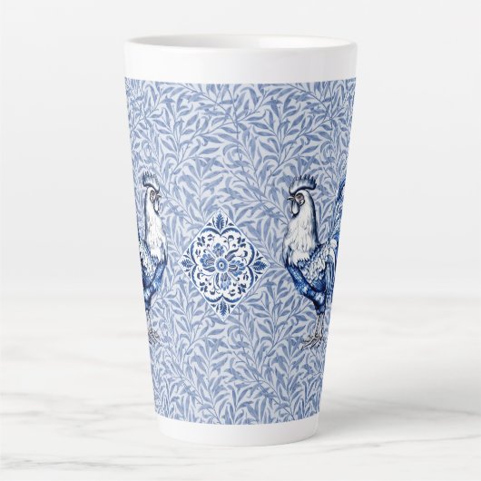 Extravagantes Delft-Blau-Weiß-Roster-Huhn Milchtasse (Vorderseite)