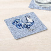 Extravagantes Delft-Blau-Weiß-Roster-Huhn Rechteckiger Pappuntersetzer (angewinkelt)