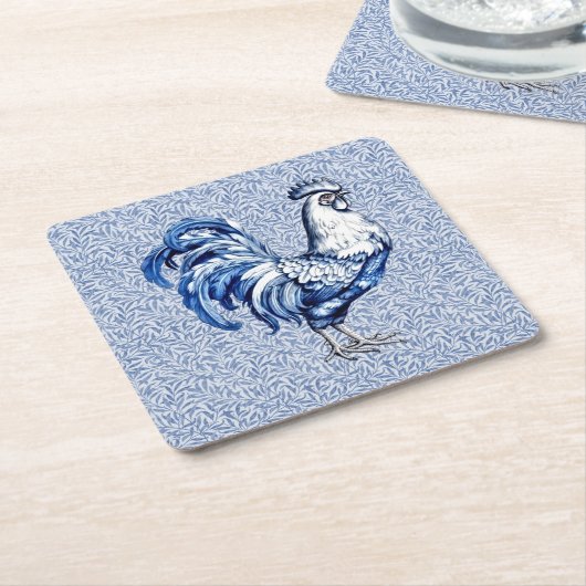 Extravagantes Delft-Blau-Weiß-Roster-Huhn Rechteckiger Pappuntersetzer (angewinkelt)