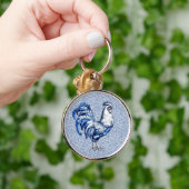 Extravagantes Delft-Blau-Weiß-Roster-Huhn Schlüsselanhänger (Hand)