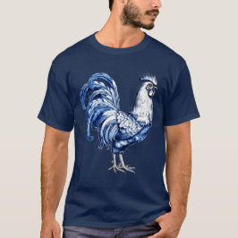 Extravagantes Delft-Blau-Weiß-Roster-Huhn T-Shirt