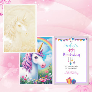 Extravagantes Einhorn Special Girl's Birthday Gold Folienkarte